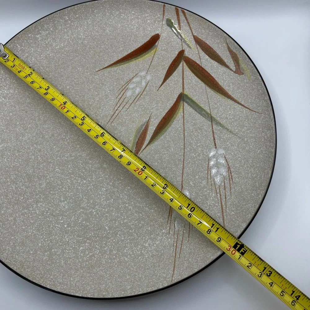 Vintage Ucagoo Wild Rice Stoneware‎ Chop Plate Round Platter Wheat Japan MCM